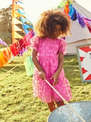 Pink Organza Floral Tiered Dress (3-16yrs) - Image 1 of 5