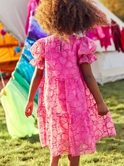 Pink Organza Floral Tiered Dress (3-16yrs) - Image 3 of 5