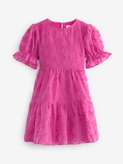 Pink Organza Floral Tiered Dress (3-16yrs) - Image 4 of 5