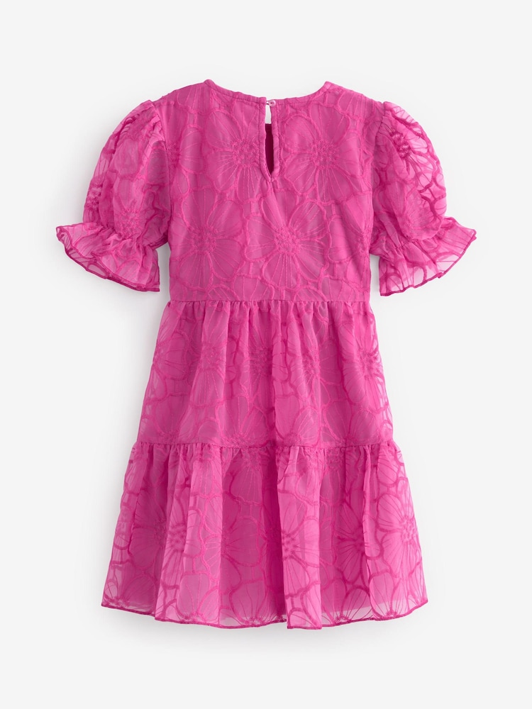 Pink Organza Floral Tiered Dress (3-16yrs) - Image 5 of 5