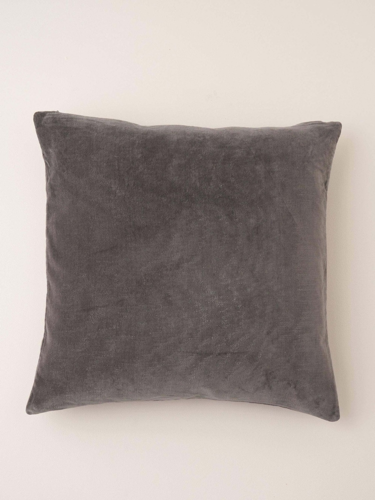 Truly Charcoal Grey Velvet Square Cushion - Image 1 of 5