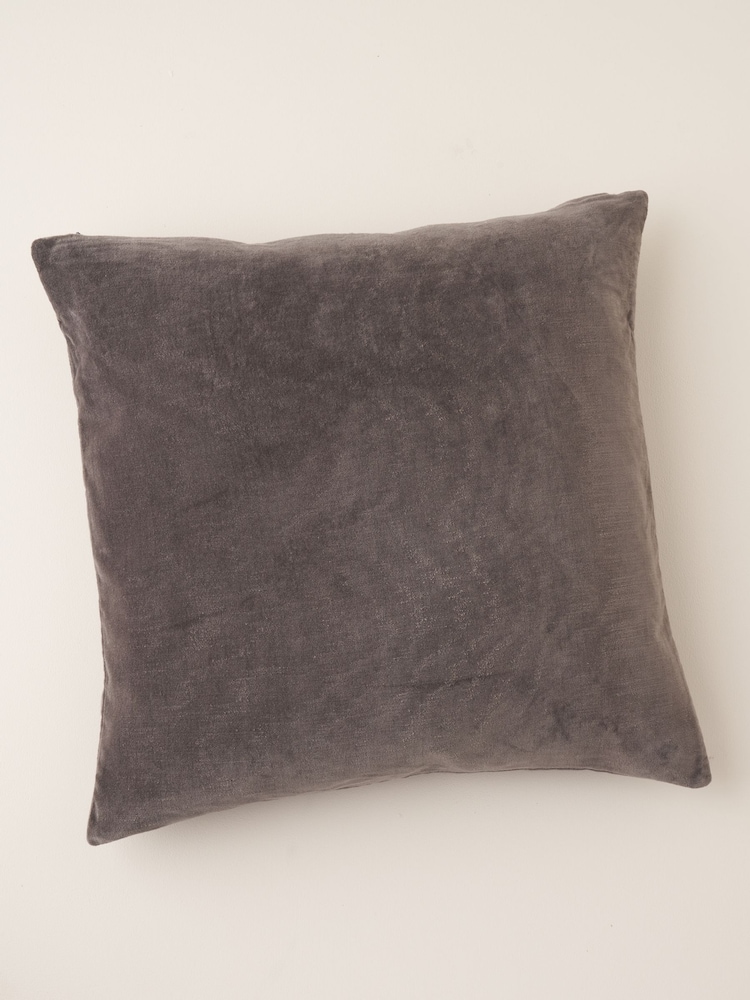 Truly Charcoal Grey Velvet Square Cushion - Image 2 of 5