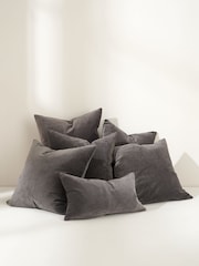 Truly Charcoal Grey Velvet Square Cushion - Image 4 of 5