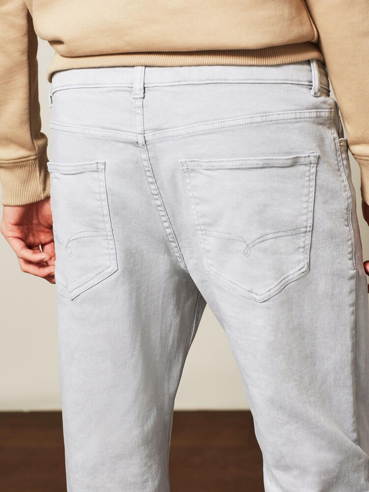 Pale Grey Straight Coloured Stretch Jeans - Image 6 of 10