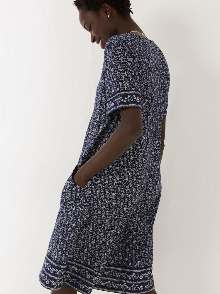 FatFace Blue Simone Jersey Wave Dot Dress - Image 2 of 4 FatFace Blue Simone Jersey Wave Dot Dress - Image 2 of 4