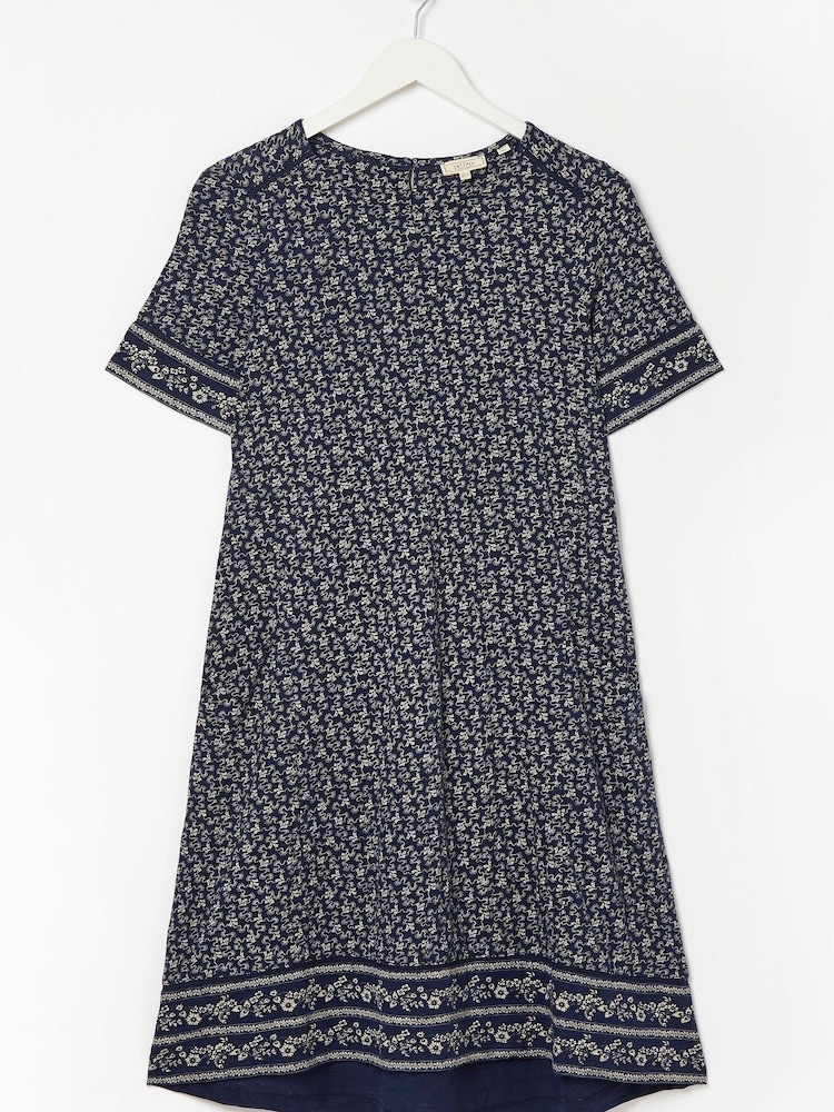 FatFace Blue Simone Jersey Wave Dot Dress - Image 4 of 4