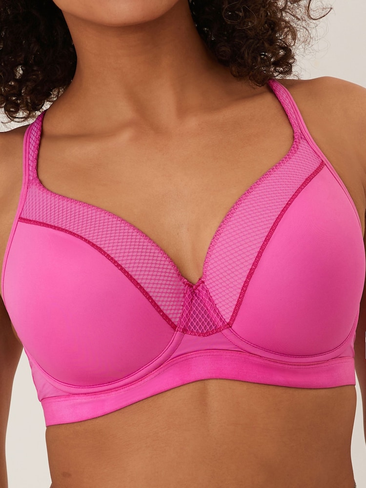 Bright Pink Active Sports High Impact Dry Tech Full Cup Wired Bra B-G - Image 6 of 10