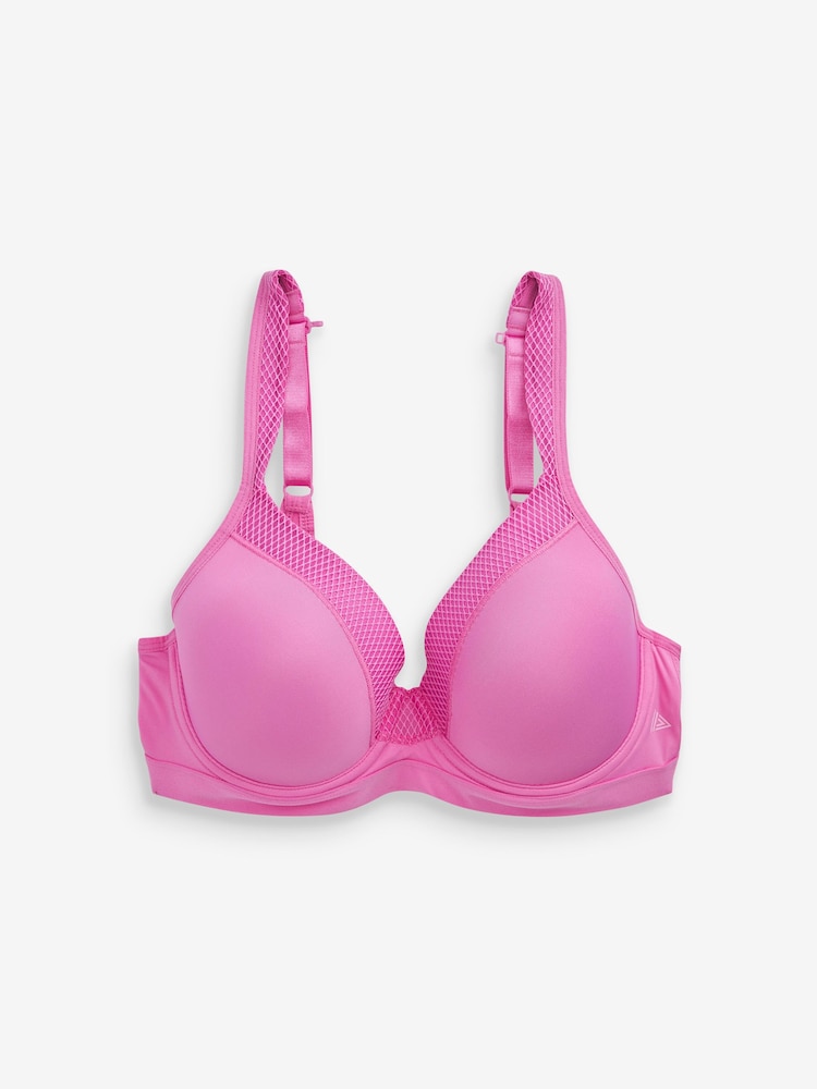 Bright Pink Active Sports High Impact Dry Tech Full Cup Wired Bra B-G - Image 8 of 10