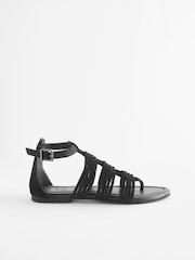 Schwarz - Forever Comfort® Boho-Römersandalen aus Leder - Bild 4 von 8