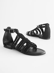 Schwarz - Forever Comfort® Boho-Römersandalen aus Leder - Bild 6 von 8