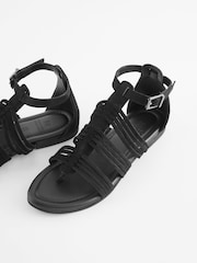 Schwarz - Forever Comfort® Boho-Römersandalen aus Leder - Bild 7 von 8