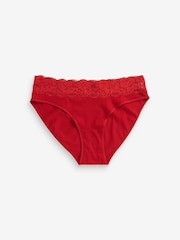 Heart Print High Leg Cotton & Lace Knickers 4 Pack - Image 3 of 6