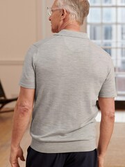 siva - Polo srajca iz merino volne standardnega kroja - Slika 3 iz 7