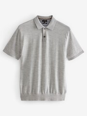 siva - Polo srajca iz merino volne standardnega kroja - Slika 5 iz 7
