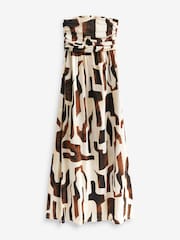 Brown Tribal Print 100% Cotton Bandeau Maxi Dress - Image 1 of 5