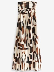 Brown Tribal Print 100% Cotton Bandeau Maxi Dress - Image 5 of 5