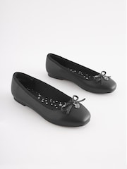 Matt Black School Bow Ballet Shoes - Image 1 of 5