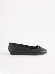 Matt Black School Bow Ballet Shoes - Image 2 of 5