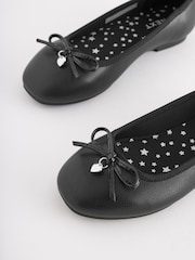 Matt Black School Bow Ballet Shoes - Image 3 of 5