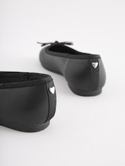 Matt Black School Bow Ballet Shoes - Image 4 of 5