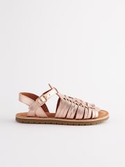 Rose Gold Leather Woven Sandals - Image 2 of 5