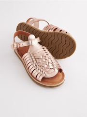 Rose Gold Leather Woven Sandals - Image 3 of 5