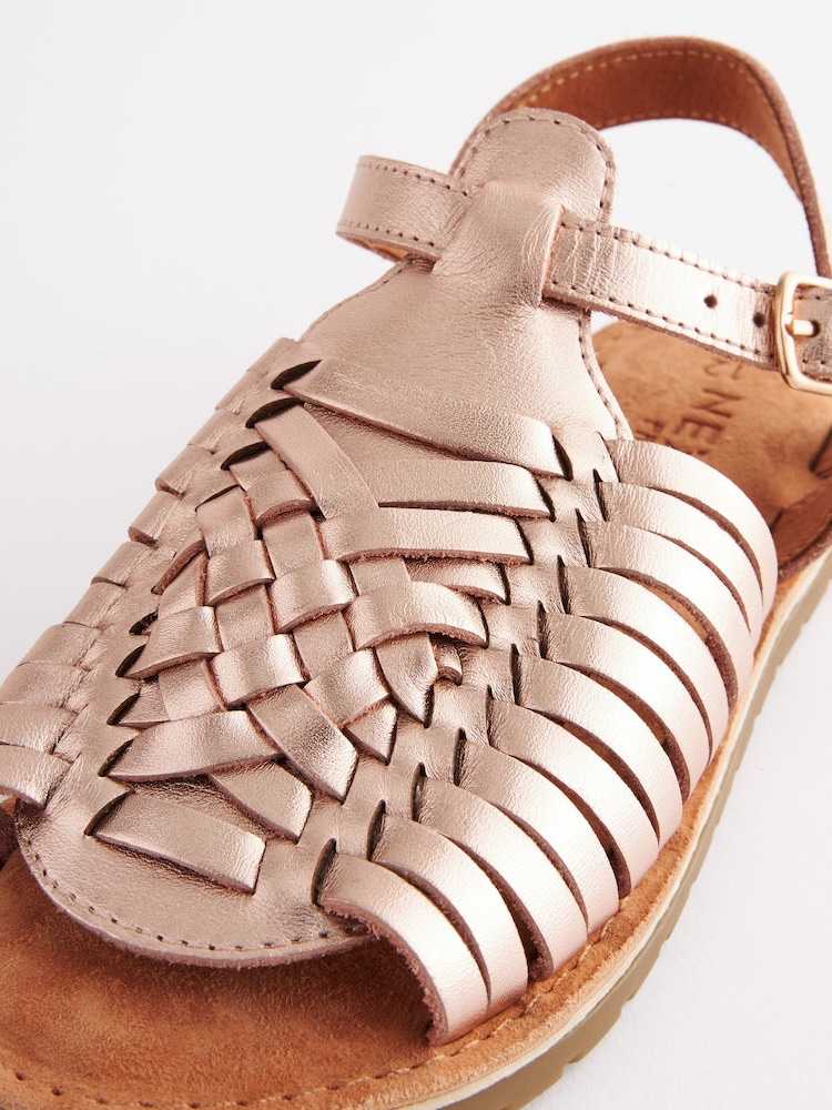 Rose Gold Leather Woven Sandals - Image 5 of 5