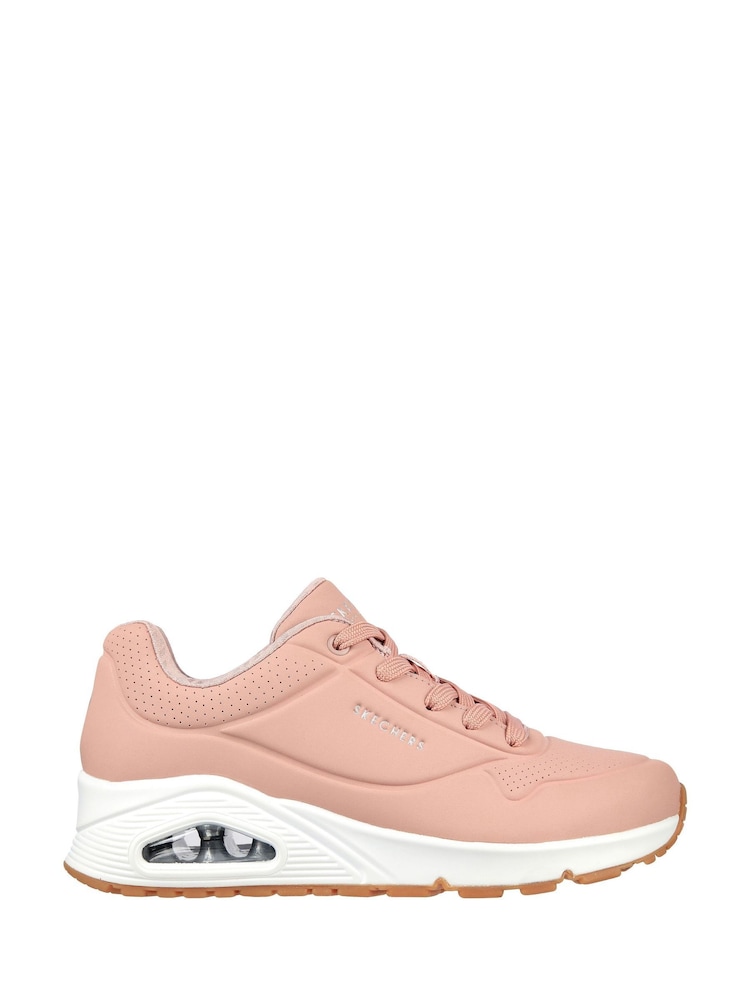 Skechers Light Pink Standard Fit Womens Uno Stand On Air Trainers - Image 1 of 5
