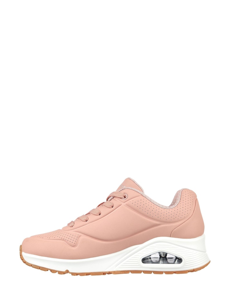 Skechers Light Pink Standard Fit Womens Uno Stand On Air Trainers - Image 2 of 5