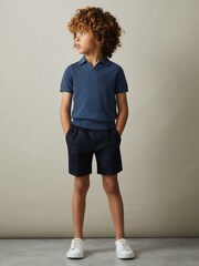 Reiss Dove Blue Duchie Merino Wool Open Collar Polo Shirt - Image 1 of 7