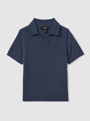 Reiss Dove Blue Duchie Merino Wool Open Collar Polo Shirt - Image 2 of 7