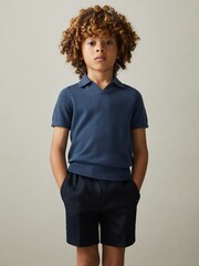 Reiss Dove Blue Duchie Merino Wool Open Collar Polo Shirt - Image 3 of 7