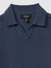 Reiss Dove Blue Duchie Merino Wool Open Collar Polo Shirt - Image 4 of 7