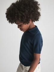 Reiss Dove Blue Duchie Merino Wool Open Collar Polo Shirt - Image 6 of 7