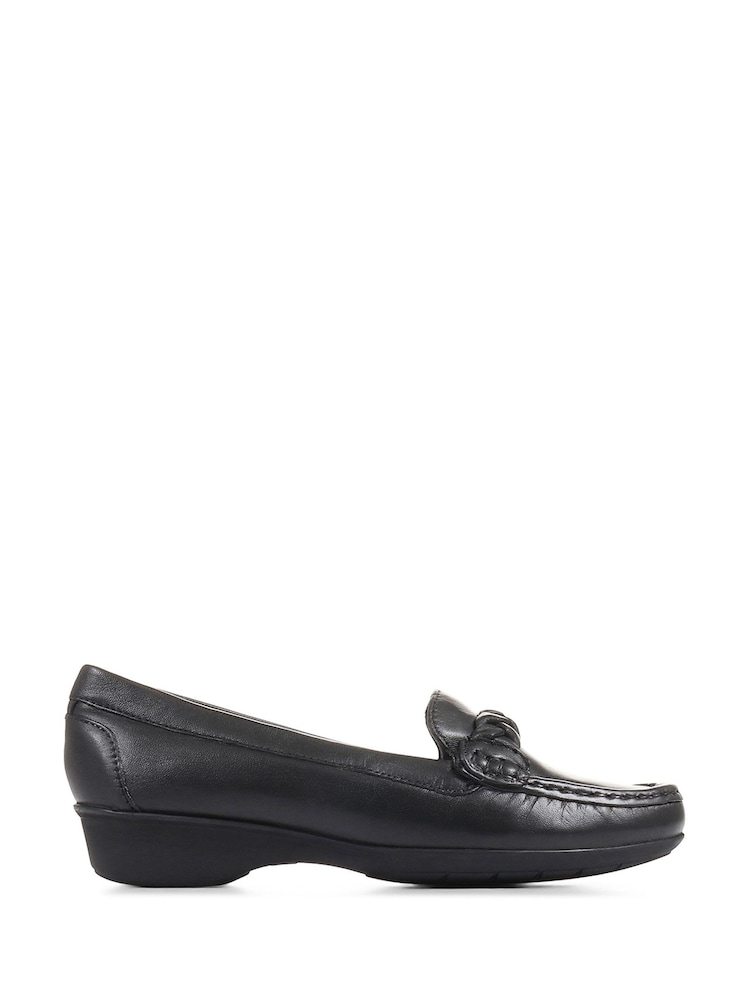 Pavers Casual Leather Black Moccasin Shoes - Image 1 of 5