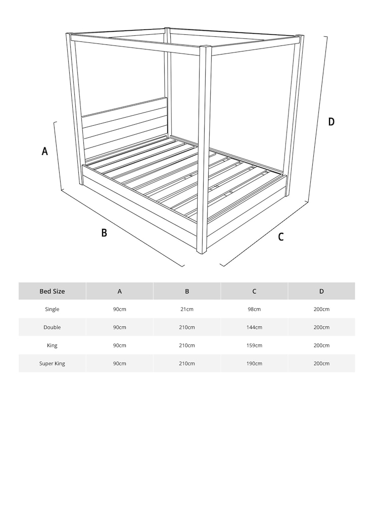 Get Laid Beds Honey Low Four Poster Square Leg Solid Wood Bed - Image 2 of 2