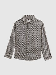 Reiss Black Mozart Monogram Button-Through Shirt - Image 2 of 6