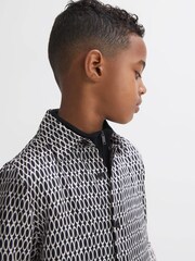 Reiss Black Mozart Monogram Button-Through Shirt - Image 4 of 6
