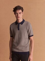Multi Textured Stripe Knitted Polo Shirt - Image 2 of 8
