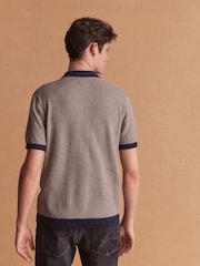 Multi Textured Stripe Knitted Polo Shirt - Image 4 of 8