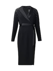 Adrianna Papell Embellished Tuxedo Black Midi Dress - Image 5 of 5