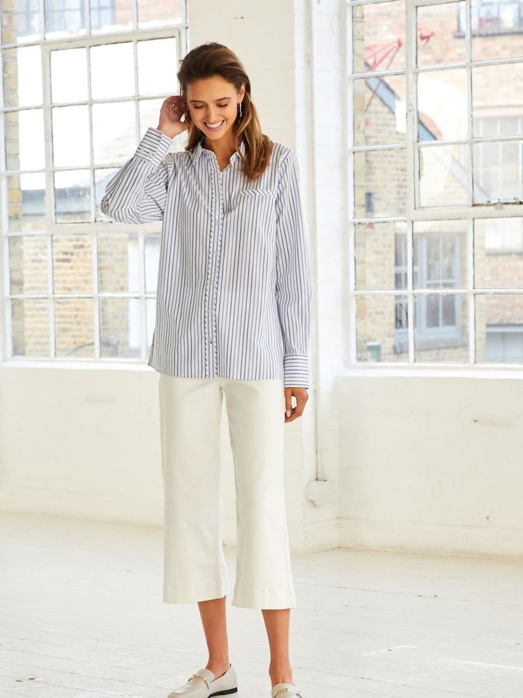 White Cropped Wide Leg Denim Jeans - Image 2 of 5