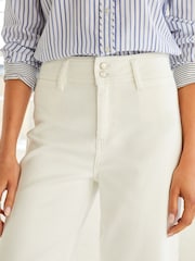 White Cropped Wide Leg Denim Jeans - Image 4 of 5