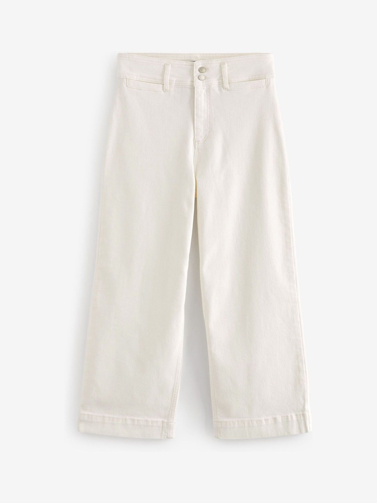 White Cropped Wide Leg Denim Jeans - Image 5 of 5