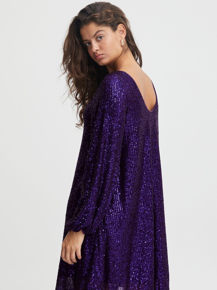 ICHI Purple Mini Dress - Image 2 of 7