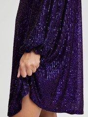 ICHI Purple Mini Dress - Image 4 of 7