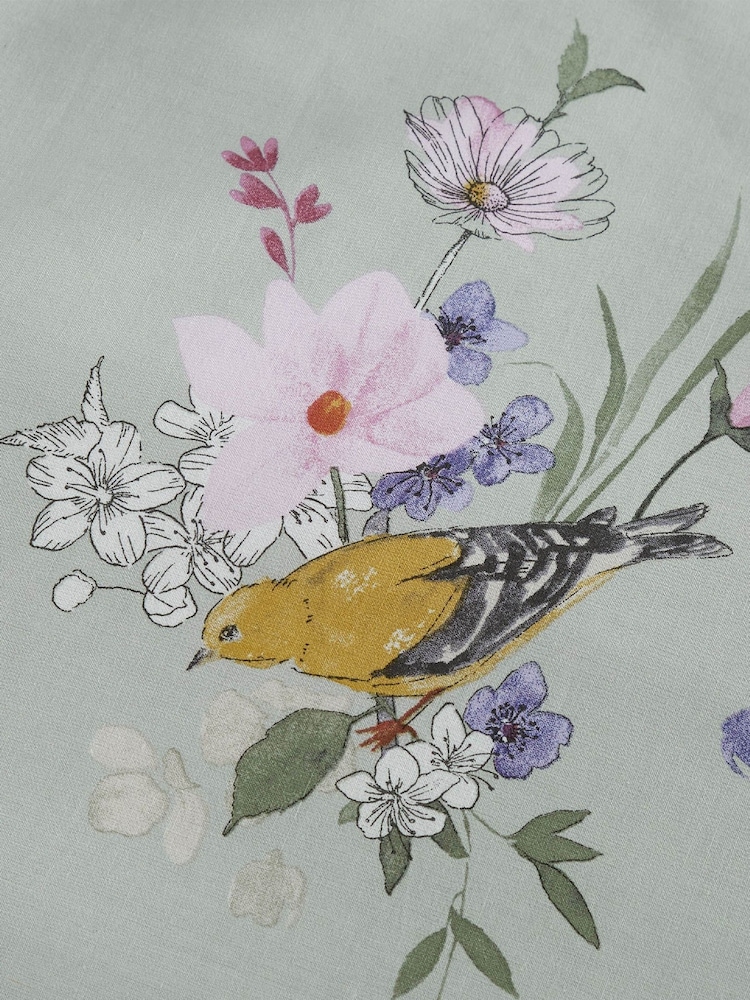Catherine Lansfield Green Songbird Reversible Duvet Cover and Pillowcase Set - Image 4 of 4