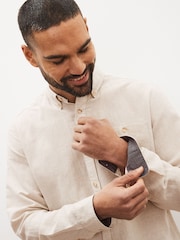 Stone Regular Fit Linen Blend Long Sleeve Shirt - Image 4 of 6