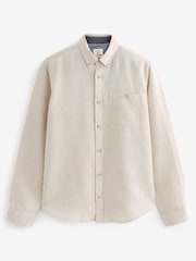 Stone Regular Fit Linen Blend Long Sleeve Shirt - Image 6 of 6