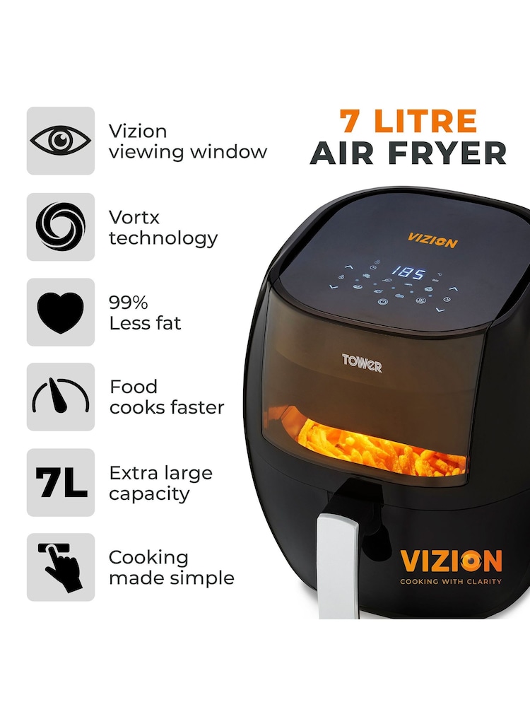 Tower Black 7L Digital Air Fryer - Image 2 of 8
